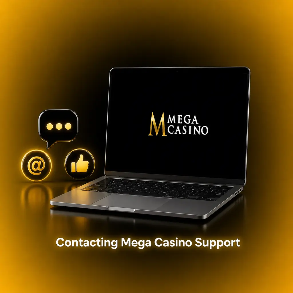 Mega Casino support options for deposit issues: 24/7 live chat, contact form, and GamCare helpline for responsible gambling help