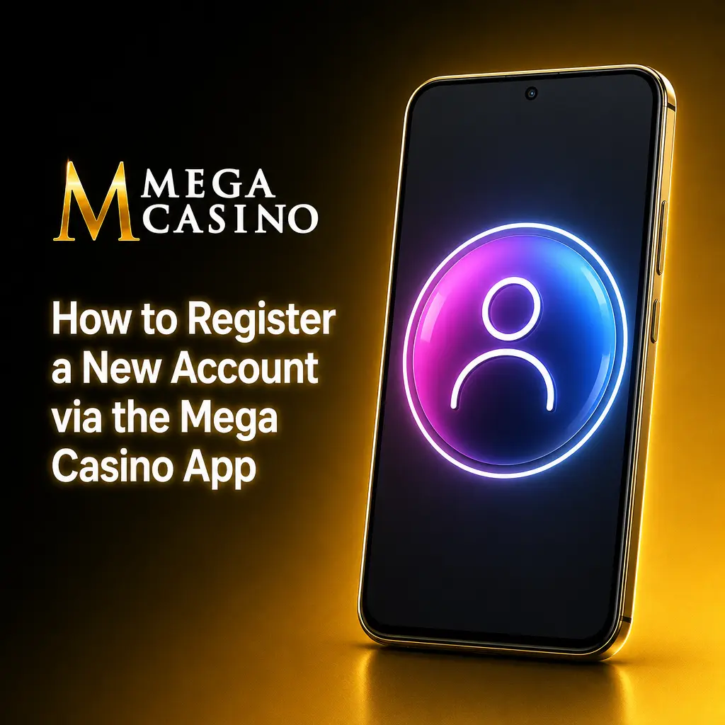 Step-by-step guide showing how to register a new account on the Mega Casino app from a mobile phone