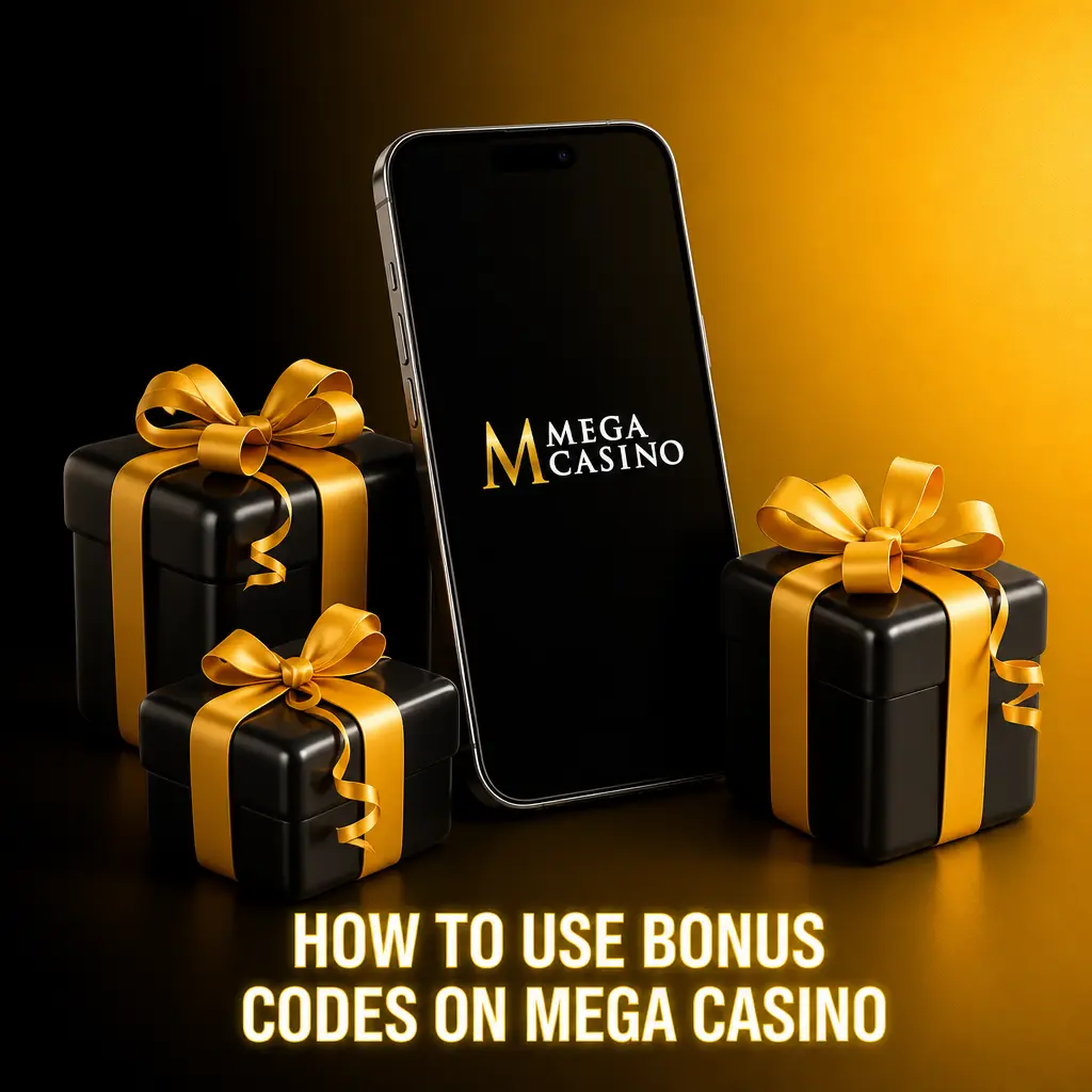 Step-by-step guide showing how to enter a bonus code at Mega Casino's cashier before confirming a deposit