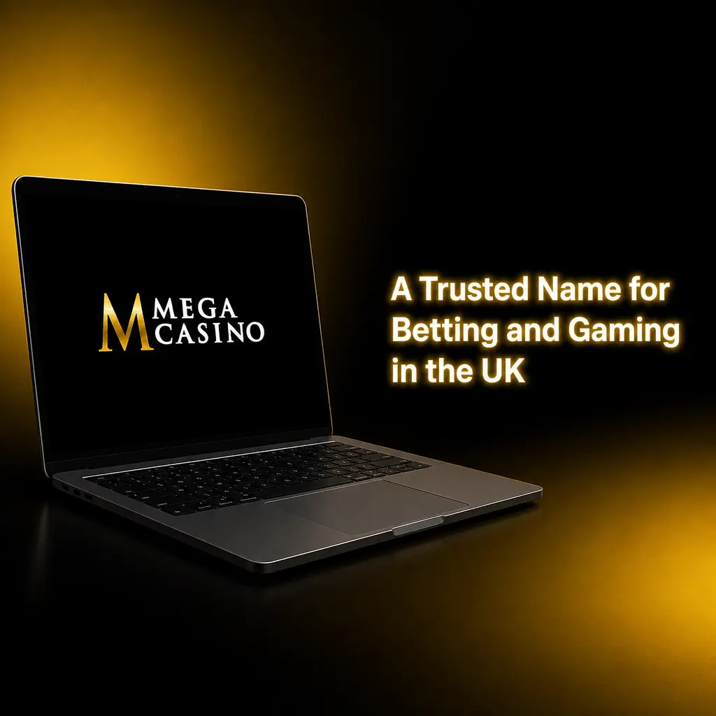 Mega Casino UK sportsbook and app interface showing betting markets, live scores and casino games