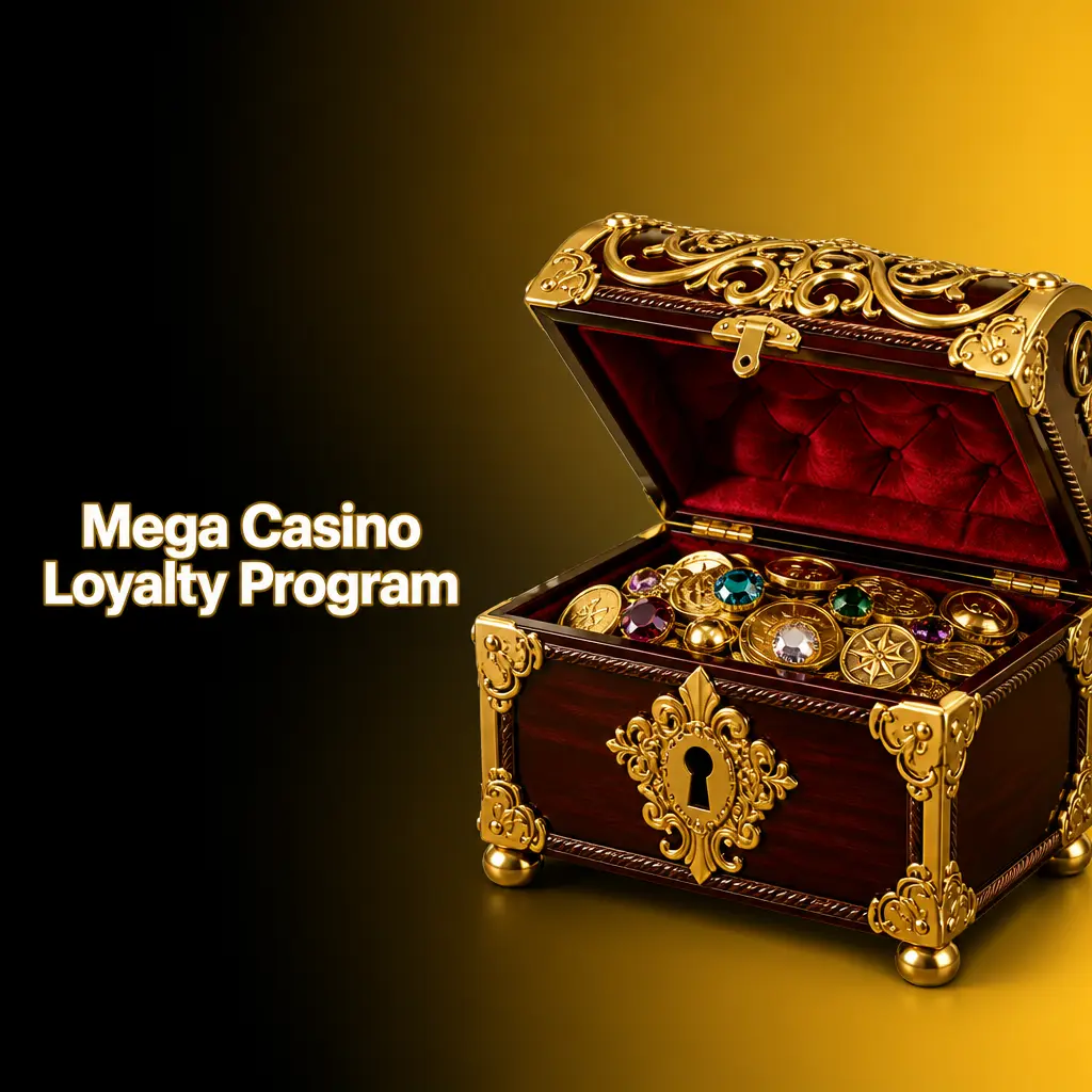 Mega Casino loyalty program: earn Comp Points on wagers, climb five tiers, and unlock multipliers, bonuses, and perks.