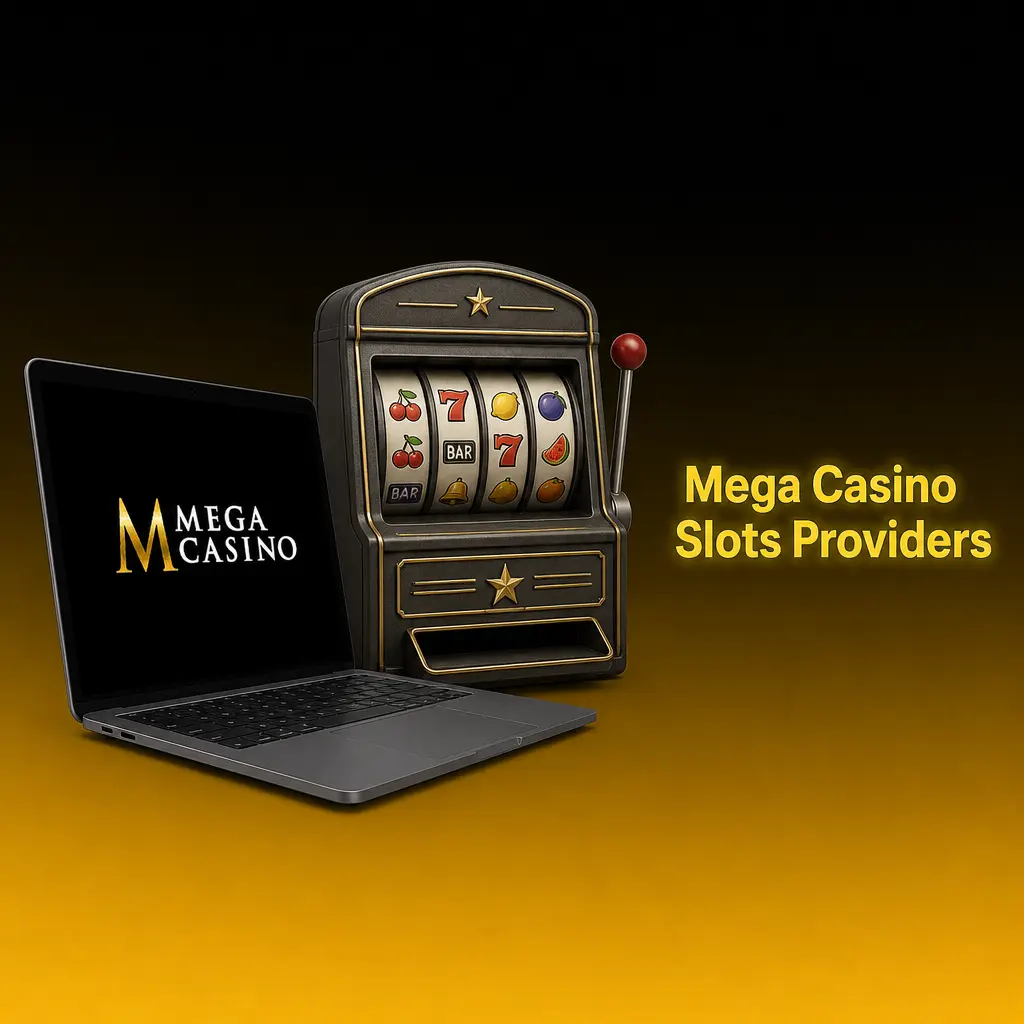 Mega Casino slots lobby featuring 15 software providers including NetEnt, Microgaming, Pragmatic Play, and Nolimit City