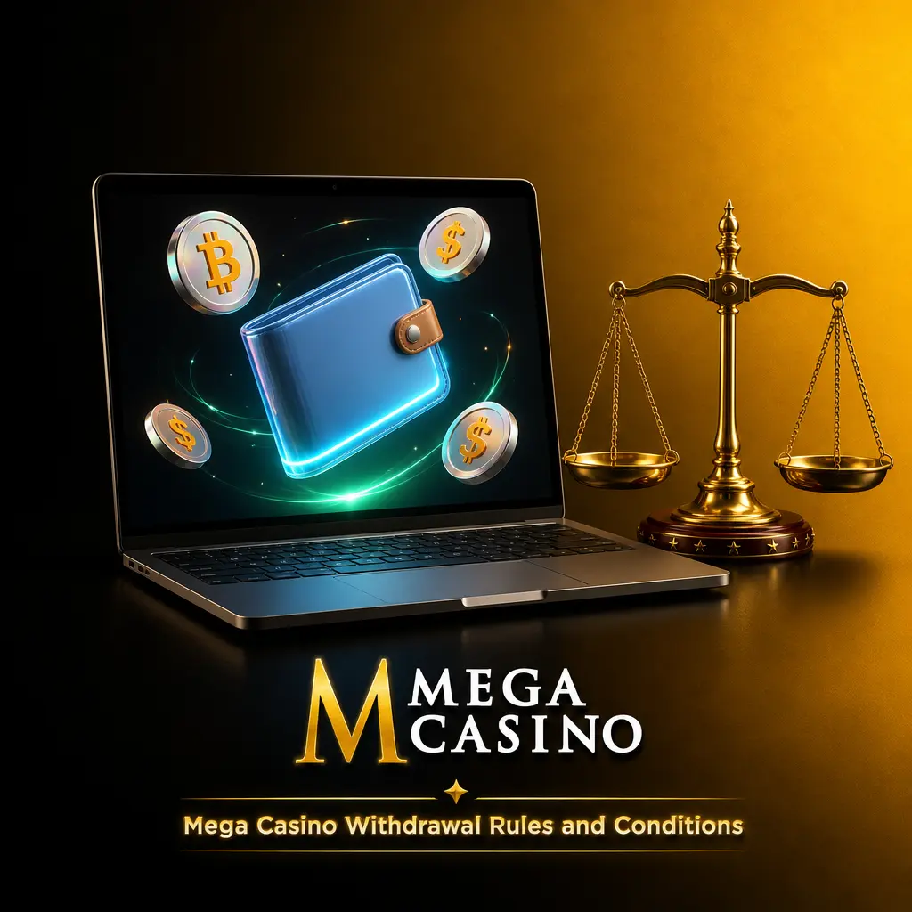 Five Mega Casino withdrawal rules: ID verification, 35x wagering, matching payment method, GBP currency, and 24-hour pending window.